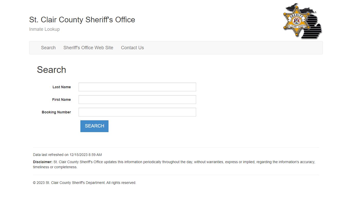 Inmate Lookup - St. Clair County Sheriff's Office
